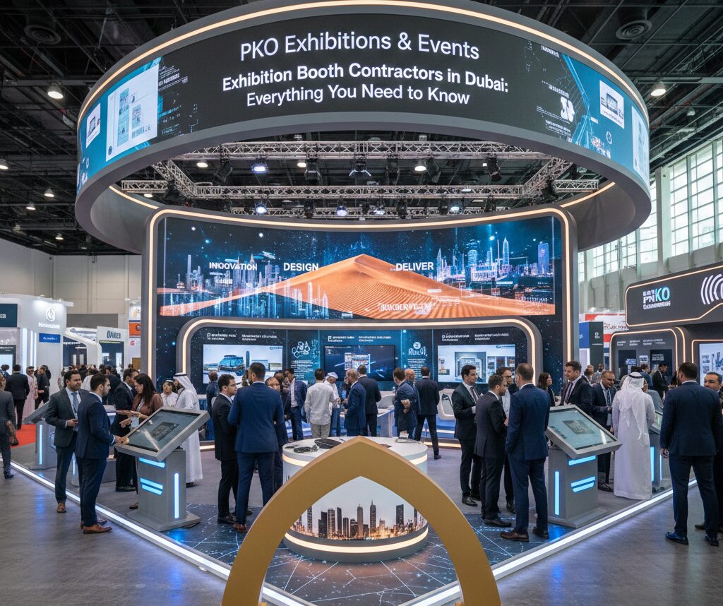 Exhibition booth contractors in Dubai by PKO Exhibitions & Events showcasing custom trade show stand design and build