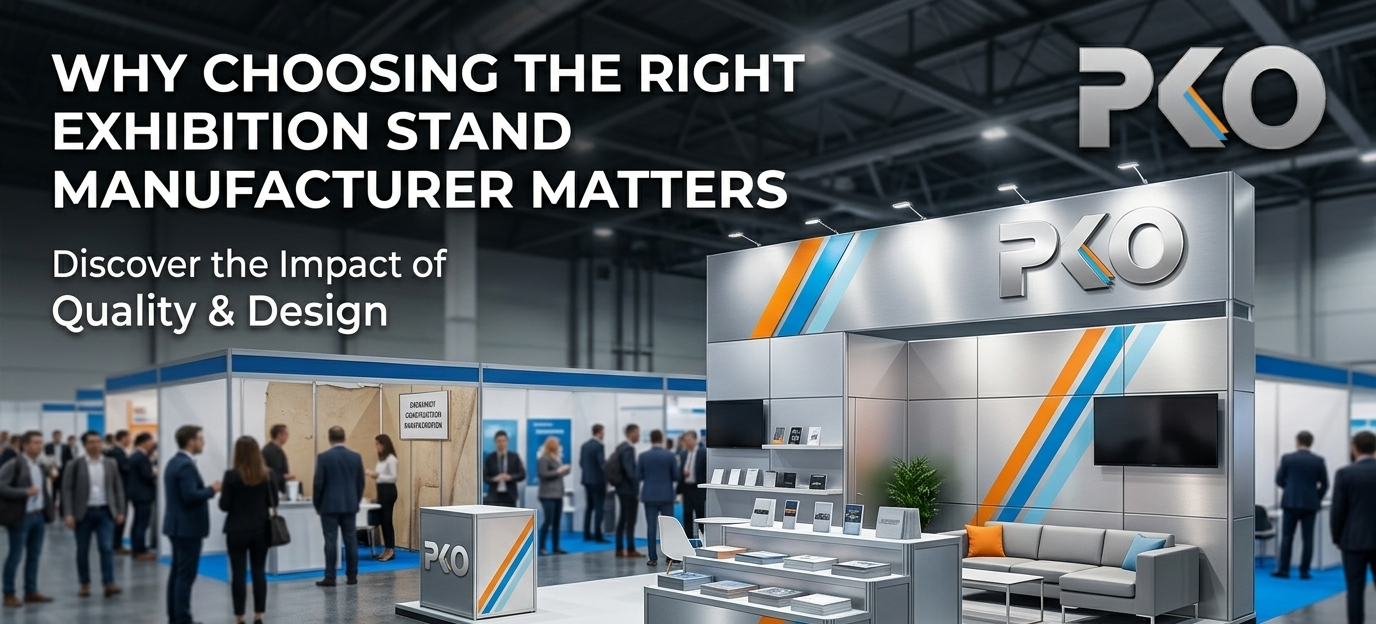 Exhibition Stand Builders in UAE creating a modern wood-finish custom booth with digital displays for a technology brand